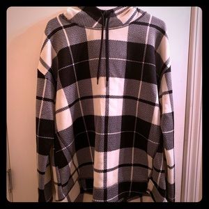 *Still tagged* Black Plaid Hooded Sweater